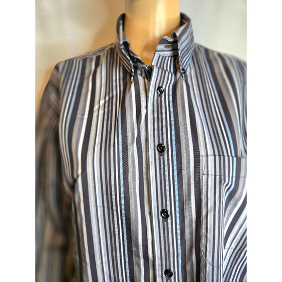 Joseph and Feiss | Mens | Dress Shirt | Gray, Black, Blue | Size Medium - Picture 2 of 6